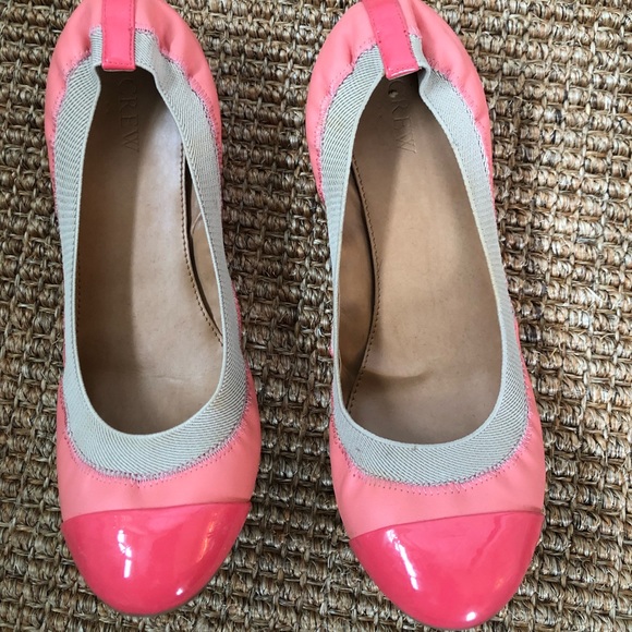 J. Crew Shoes - Jcrew Neon Coral Cap Toe Flats